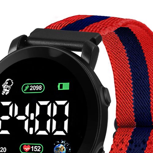 Montre lectronique Led Bande lastique Multifonctionnelle Cadran Rond Lumineux Affichage Heure/Date Rglable Montre-Bracelet Numrique lectronique Tresse Horloge Accessoire De Mode-7