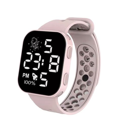 Montre lectronique P1, tanche, Affichage De La Date De La Semaine, Commande Tactile, Montre Numrique Led Carre Lumineuse Dcontracte Pour L'extrieur-Rose