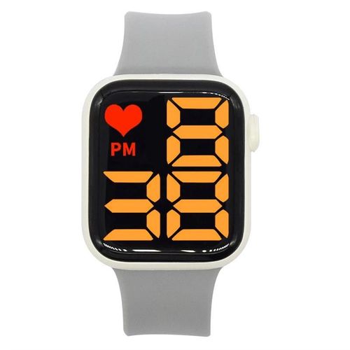 Montre lectronique Pour Enfants 24 Heures D'affichage Grand Cadran Empreinte Digitale Touchant 50m tanche Mode Montre D'tudiant Lumire Jaune,Gris