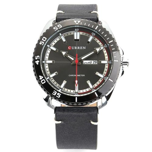 Montre En Alliage Cadran Rond Analogique Heure Date Affichage Montre-Bracelet  Quartz Blanc Et Noir