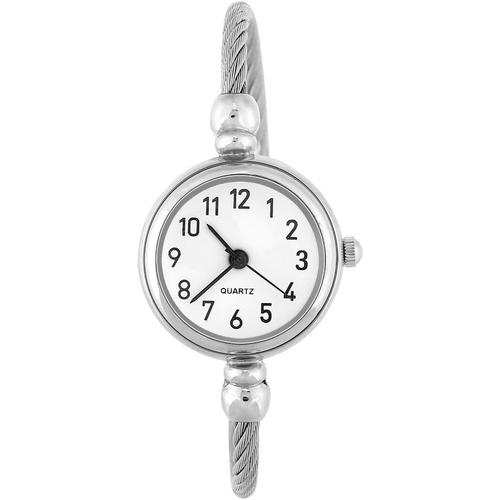 Montre Femme, Alliage Mini Watch Bracelet Mouvement Quartz Extensible Style Simple Grand Chiffre Arabes Luxe tanche Mode Cadran Dame Ronde Analogue lgant Crative Fte Mre Blanc