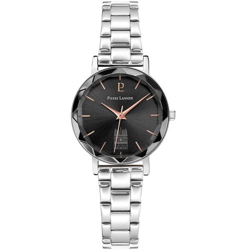 Montre Femme Coeur Battant Argent Cadran Gris Bracelet Acier Argent 14 Mm