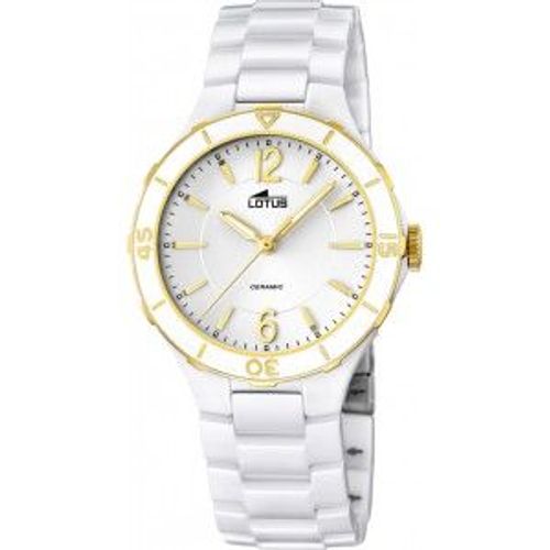Montre Femme Lotus Ceramic L15931/2 Bracelet Blanc Dtails Jaune