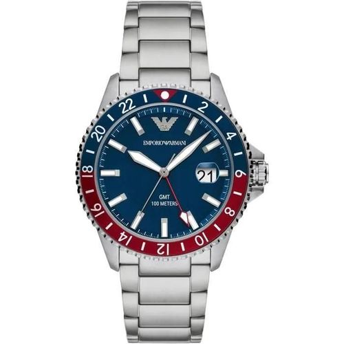 Montre - Emporio Armani - Ar11590 - Argent Acier Inoxydable - Etanche 10 Atm - Cadran Bleu