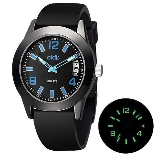 Montre Lumineuse  Quartz En Silicone-Support De Calendrier,My-1601,Bleu Bleu