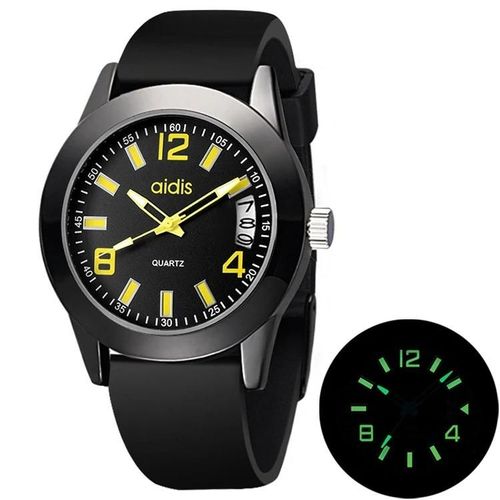 Montre Lumineuse En Silicone Montre  Quartz-Support De Calendrier,My-1601 Jaune