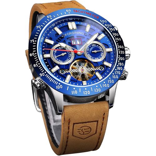 Montre Mcanique Automatique Pour Homme - Tourbillon - Aiguilles Lumineuses - Analogique - Date - Luxe - Style Dcontract - Bracelet En Cuir Vritable