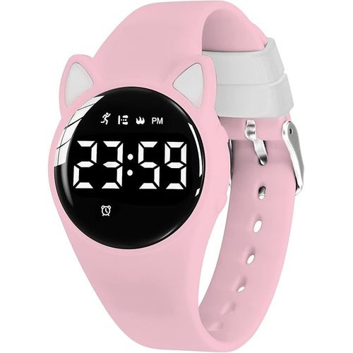 Montre Rose Et Blanche Pour Enfants, Petite Montre Auriculaire Pour Filles, Tracker D'activit Numrique Avec Alarme/Chronographe/Rsistant  L'eau, Cadeaux Pour Filles De 5  15 Ans