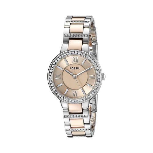 Montre Virginia  Trois Aiguilles En Acier Inoxydable Bicolore - Fossil Es3405 - Femmes - Argent/Dor Rose