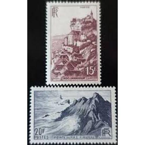 Monuments Et Sites : Rocamadour Et Pointe Du Raz La Paire Anne 1946 N 763 764 Yvert Et Tellier Luxe