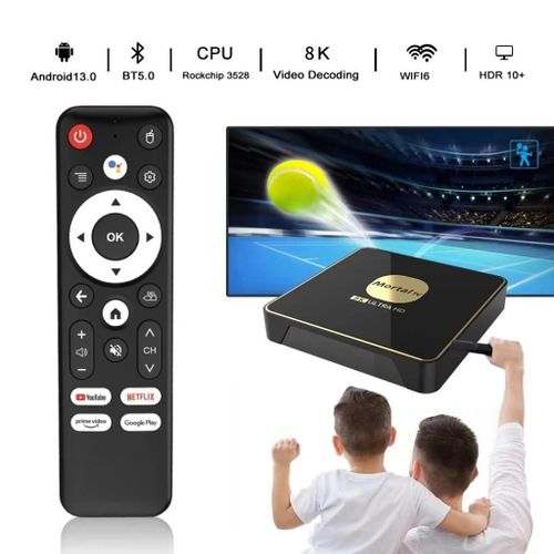Mortal T3 Android TV13 8K HDR10 Smart TV Box Wifi 6 lecteur multimdia Rockchip 3528 4GB64GB grande mmoire Bluetooth Chromecast TV Box 4G128G Voice Remote Ua Plug