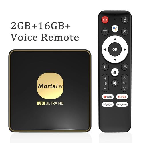 Mortal T3 Android TV13 8K HDR10 Smart TV Box Wifi 6 lecteur multimdia Rockchip 3528 4GB64GB grande mmoire Bluetooth Chromecast TV Box - Type 2G16G Voice Remote #B