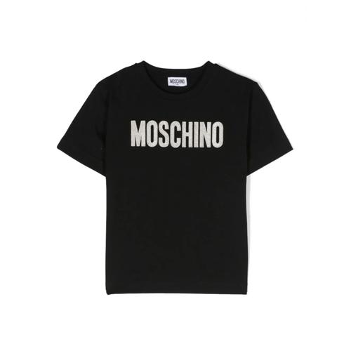 Moschino T-Shirt En Jersey  Manches Courtes Avec Logo Brod Noir