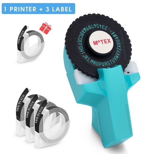 Motex-Imprimante d'tiquettes 3D E101,similaire  Dymo 12965,tiqueteuse  gaufrage,bricolage,autocollant adhsif manuel,ruban adhsif Dymo 3D de 9mm - Type Blue Printer Set 2