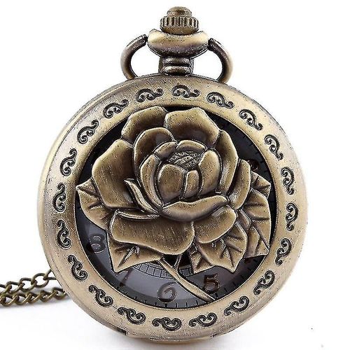 Motif De Fleur Creuse Cadran Simple Chane Quartz Montre De Poche Niuniu