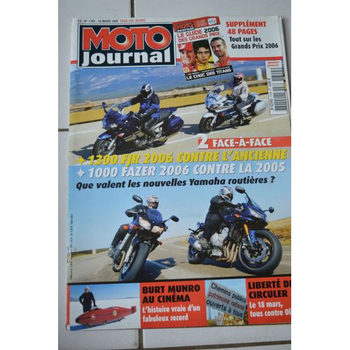 Moto Journal 1704 Essai Yamaha Fjr 1300 Fzs 1000 Fazer Fz1 Burt Munro Hopkins