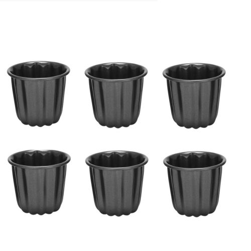 Moule  Canele, Coupe  Muffins  Cannele, Moule  Cannele Antiadhsif 6 Pices Canneles Gris-Noir