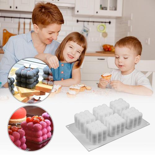 Moule  Gteau En Silicone 3d, Cube, Bougie, Pltre, Cerise, Antiadhsif, Bulle Carre, Pour Dessert, Plateau  Gteaux