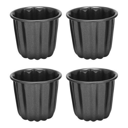 Moule Canele, Tasse  muffins Cantele, 4pcs Antiadhsif Cannele Moule Gris-noir Canneles