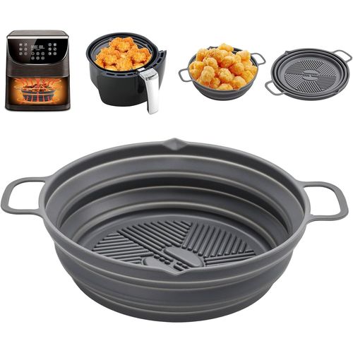 Moule Silicone Accessoire Air Fryer, Moule Pour Friteuse  Air Rutilisable Panier Airfryer Pliable Plat Multifonctionnel Doublure Pour Friteuse Air, Micro-Ondes, Four