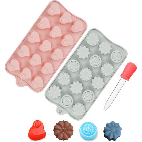 Moules En Silicone En Forme De Coeur Pour Faire Fondre La Cire, 15 Cavits, 2 Pices Moules  Chocolat En Silicone Pour Les Moules  Glaons Diy Moules  Ptisserie Faits  La Main.
