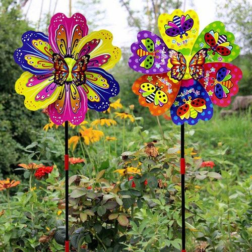 Moulin  Vent  Fleurs Papillon Multicolore 3d, 1 Pices, Moulin  Vent Color, Dcoration De Jardin, Jouet Pour Enfants