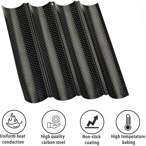 Moulle  Baguette Anti Adhsif Moulle  Pain Perfor A Plateau  Baguette Pole Pain Franaise Pole  Baguette Pour Cuire 4 Baguettes (Noir)