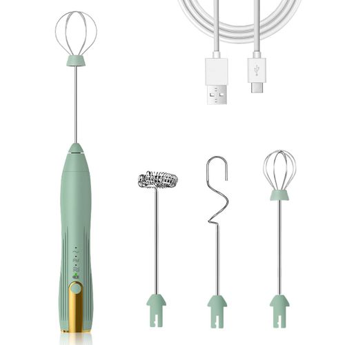 Mousseur  lait lectrique Rechargeable avec 2 Fouets en Acier Inoxydable, XINXU Mini Fouet 3 Vitesses Rglables pour Caf, Matcha, Latte, poudre de protines, matcha