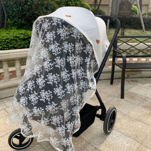 Moustiquaire Multifonctionnelle En Coton Pour Poussette, Respirante, Douce, Motif Dessin Anime, Pare-Soleil Pour Poussette, Motif Ours, 130 X 100 Cm