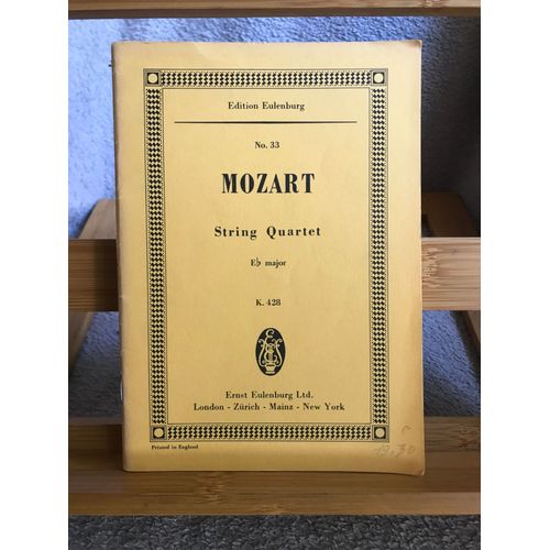 Mozart Quatuor  Cordes En Mi B Majeur Kv 428 Partition Poche Eulenburg N33