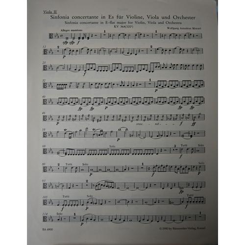 Mozart : Symphonie Concertante - Partie Alto