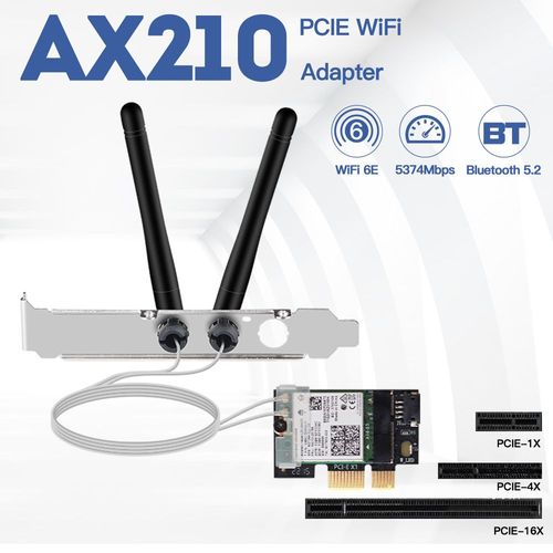 Mpci-axe3000 - Adaptateur Wi-fi 6e Intel Ax210 Pcie Sans Fil, Carte Rseau Wlan 802.11ax, Bluetooth 5.2, Tri-bande 2.4g/5g/6ghz, Ax210ngw