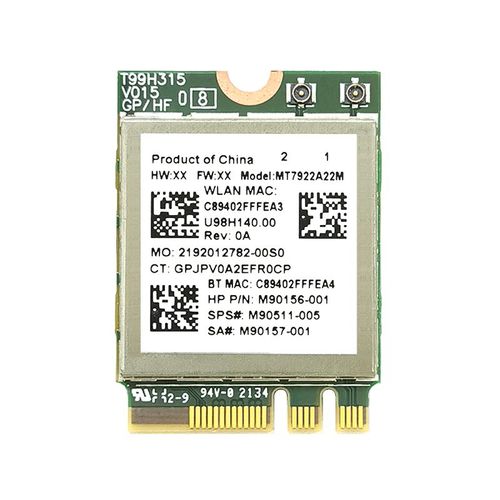 MT7922 - Carte Lan Wi-fi 6e Mt7922, 2400 Mb/s, M.2 Ngff, Sans Fil, Bluetooth 5.2, Adaptateur Rseau 802.11ax, Mt7921 D'occasion