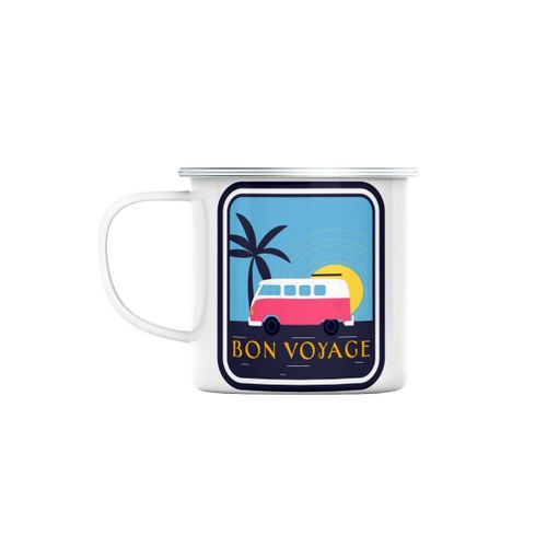 Mug En Mtal Emaill Bon Voyage Van Voyage Plage Camping Mer