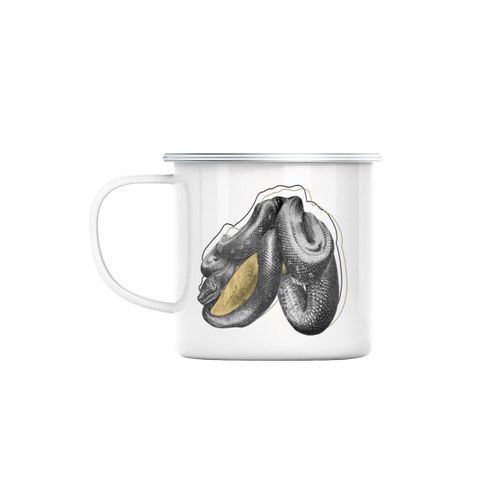 Mug En Mtal Emaill Python Tapis Serpent Biologie Illustration Ancienne Minimaliste
