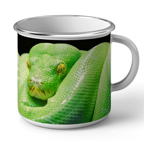 Mug En Mtal Emaill Python Vert Serpent Photo Nature Sauvage Reptile