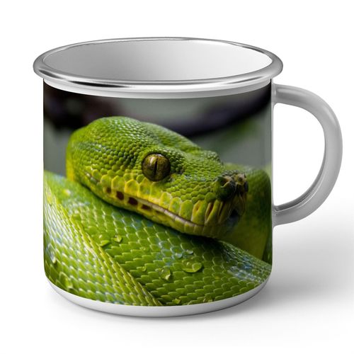 Mug En Mtal Emaill Python Vert Sublime Serpent Photo Nature Sauvage Reptile