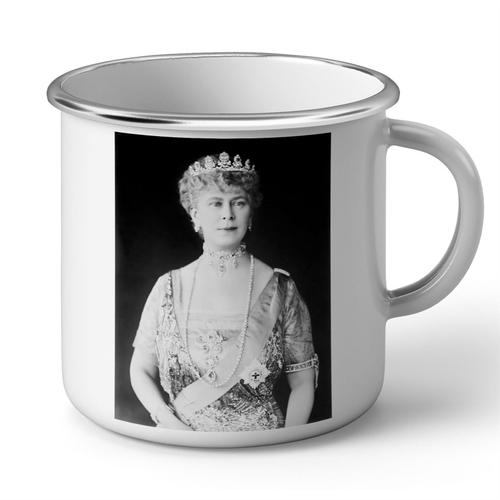 Mug En Mtal Emaill Reine Elizabeth Jeune Angleterre Portrait Vintage