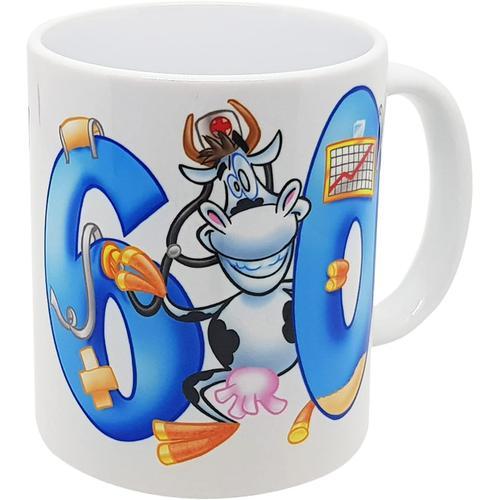 Mug Humour Tasse joyeux anniversaire de 60 à 69 ans La vache t'as la