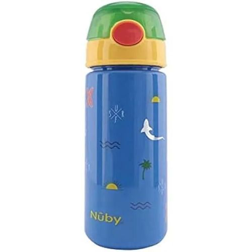 Mug - Nuby - 540 Ml - Bleu - Paille Douce - Bouton Pression - Enfant