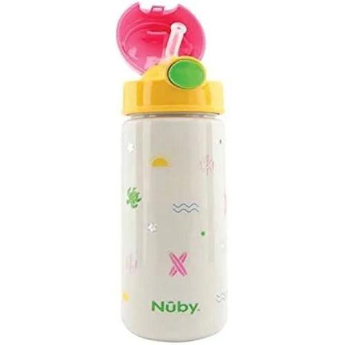 Mug - Nuby - 540 Ml - Rose - Paille Douce - Bouton Pression - Enfant