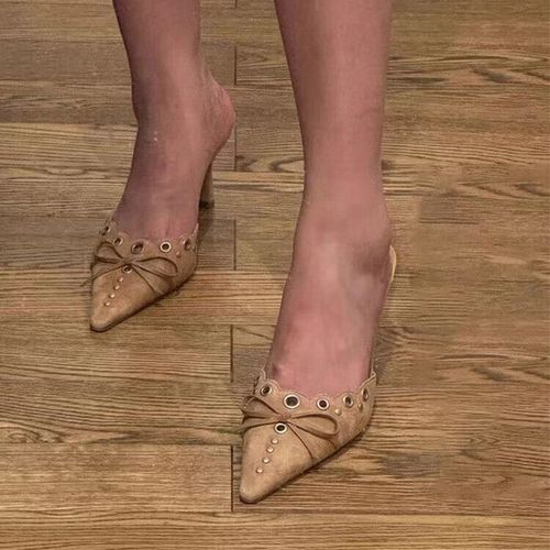 Mules  Bout Pointu Avec Rivet Pour Femmes,Talons Bas Et Fins, La Mode - 38