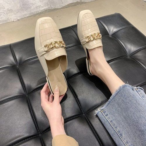Mules  Chane Pour Femmes, Diapositives  Bout Carr, Chaussures  Rayures Pour Dames, Chaussures  La Mode D't, Grande Taille, Nouvelle Collection 2021 - 36