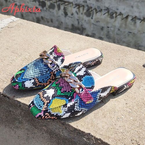 Mules  Chane Pour Femmes, Mules  Bout Carr Et  Rayures, Pantoufles D't, Grande Taille 43, Nouvelle Collection 2021 - 38 1/2