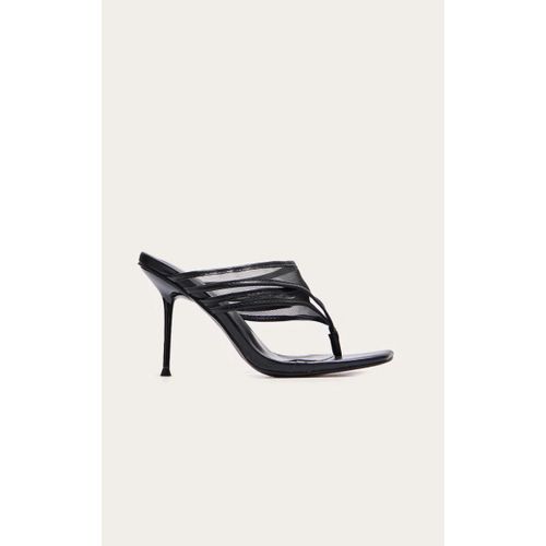 Mules Carres Pointure Large En Mesh Doubl Noir Style Tongs  Talon Aiguille, Noir - 38