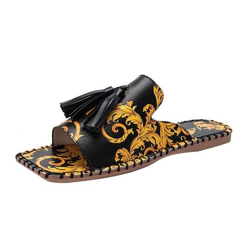 Mules De Plage Rtro Pour Femmes, Pantoufles  Glands, Chaussures D't Plates Pour L'extrieur, 2021 - 41