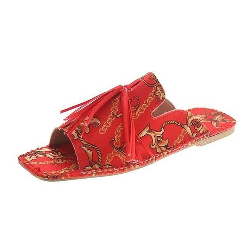 Mules De Plage Rtro Pour Femmes, Pantoufles  Glands, Chaussures D't Plates Pour L'extrieur, 2021 - 38