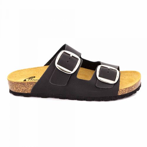Mules Double Bride Noire Avec Boucle Vach Femme Biostock - 36
