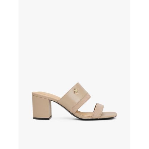 Mules En Cuir  Talon Carr Leather & Suede Block Heel Mule/Coastal Taupe - 38