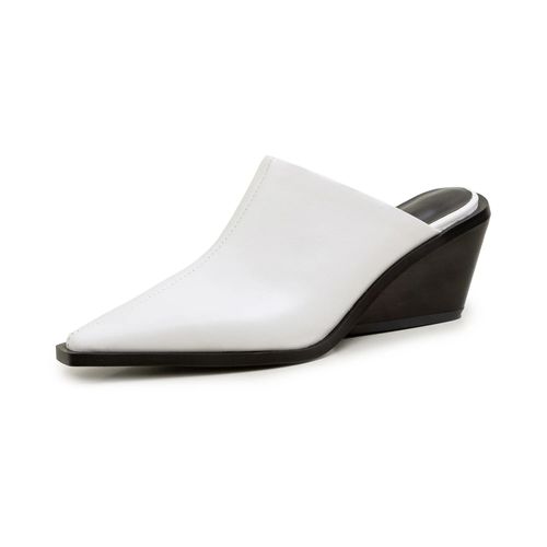 Mules En Cuir Vritable Pour Femmes,Chaussures De Bureau Dcontractes,Mode Temporelle,Talons pais,Pantoufles Compenses D't,Tout Neuf,2022